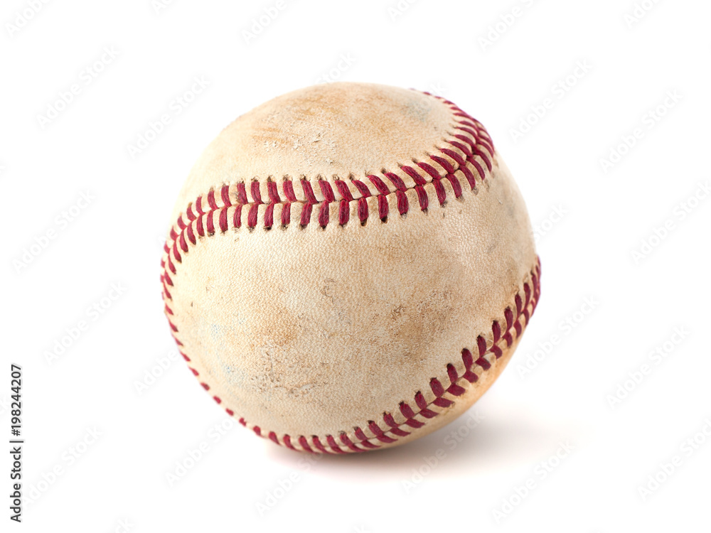 worn baseball isolated on white background, sport worn baseball isolated on white background, sport