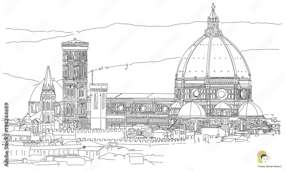 Sketch of Florence's Duomo & Neighborhood
