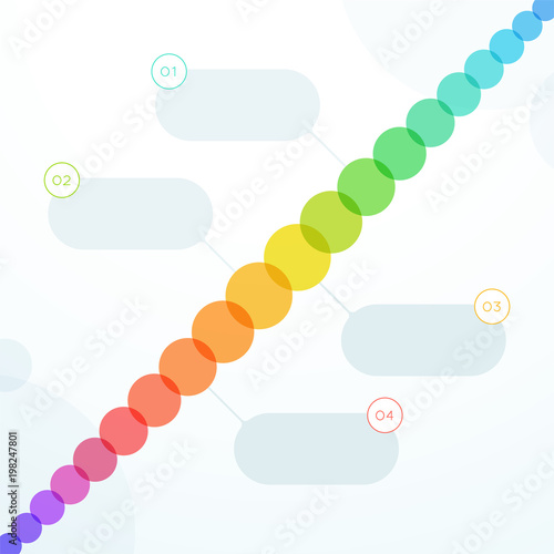 Abstract Colorful Flat 4 Step Circles Diagonal Timeline