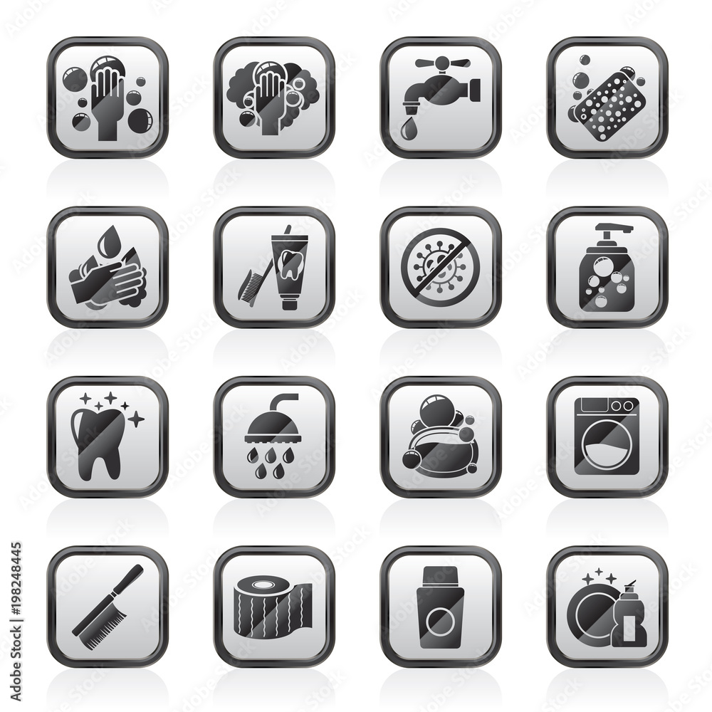 Cleaning and hygiene icons - vector icon set Cleaning and hygiene icons - vector icon set