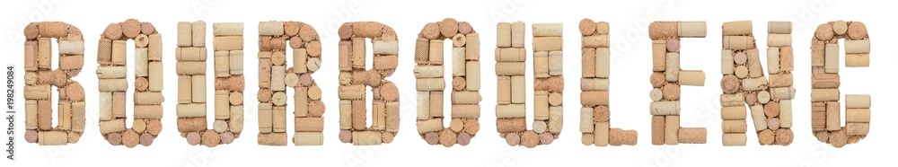 Grape variety Bourboulenc  made of wine corks Isolated on white background