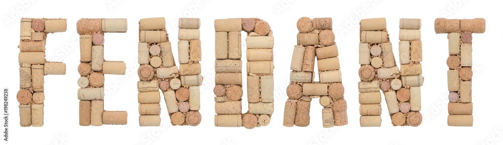 Grape variety Fendant made of wine corks Isolated on white background