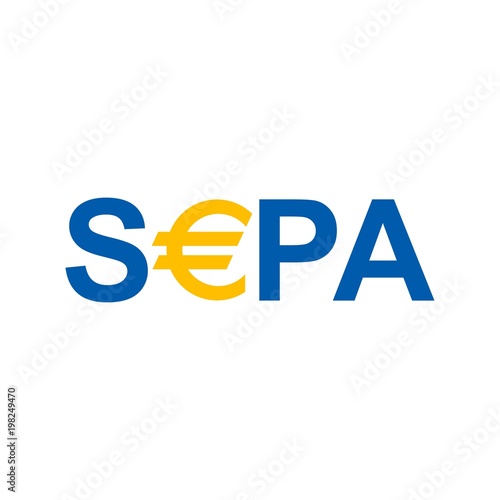 Vector illustration. SEPA - Single Euro Payments Area sign on white background.