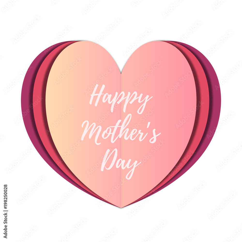 3670630 Vector 3d realistic card - Happy Mother's Day in paper cut style