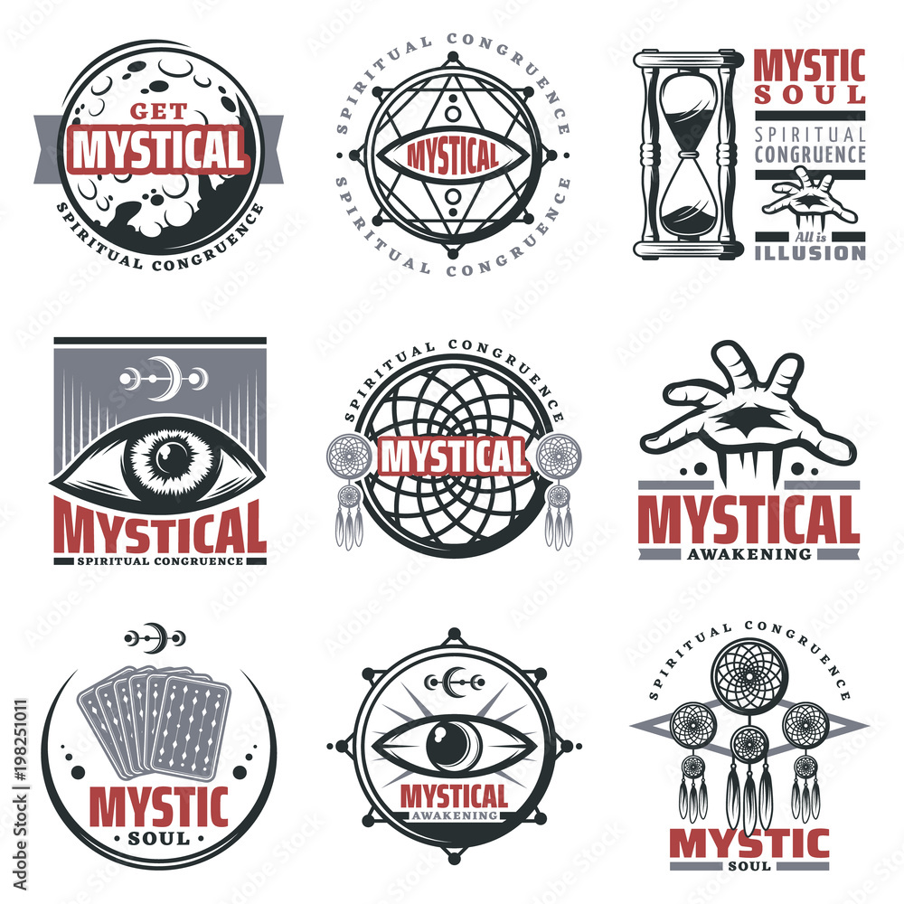 Vintage Mystical Spiritual Emblems Set