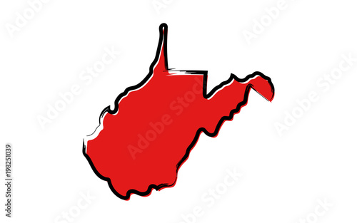 Stylized red sketch map of West Virginia