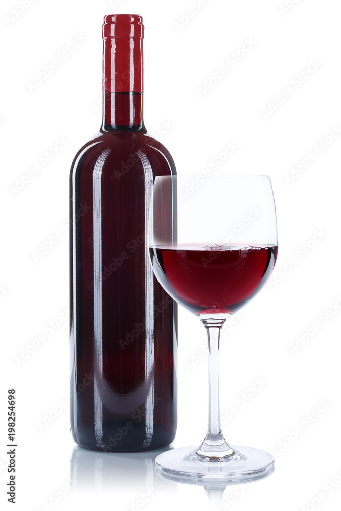 Wein Flasche Glas Weinflasche Weinglas Rotwein freigestellt Freisteller  Stock Photo | Adobe Stock