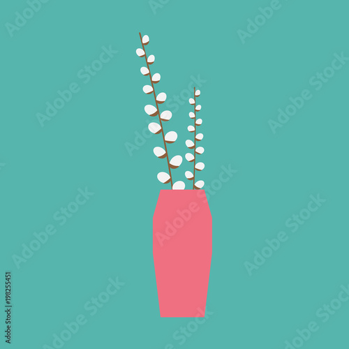 willow branches in a vase- vector illustration