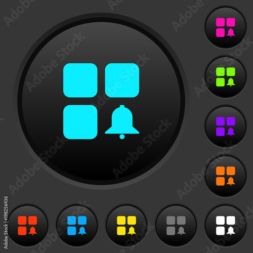 Component alert dark push buttons with color icons