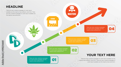 double d, rastaman, free stock,, masters degree growing horizontal presentation design template in green, red and yellow, grow up business infographics with icons