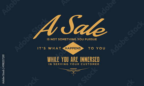 A sale is not something you pursue, it's what happens to you while you are immersed in serving your customer. 