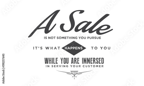 A sale is not something you pursue, it's what happens to you while you are immersed in serving your customer. 