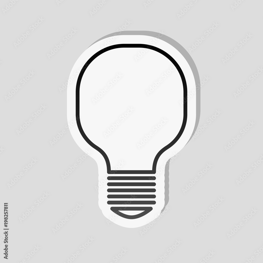 Light lamp icon. Sticker style with white border and simple shadow on gray background Light lamp icon. Sticker style with white border and simple shadow on gray background
