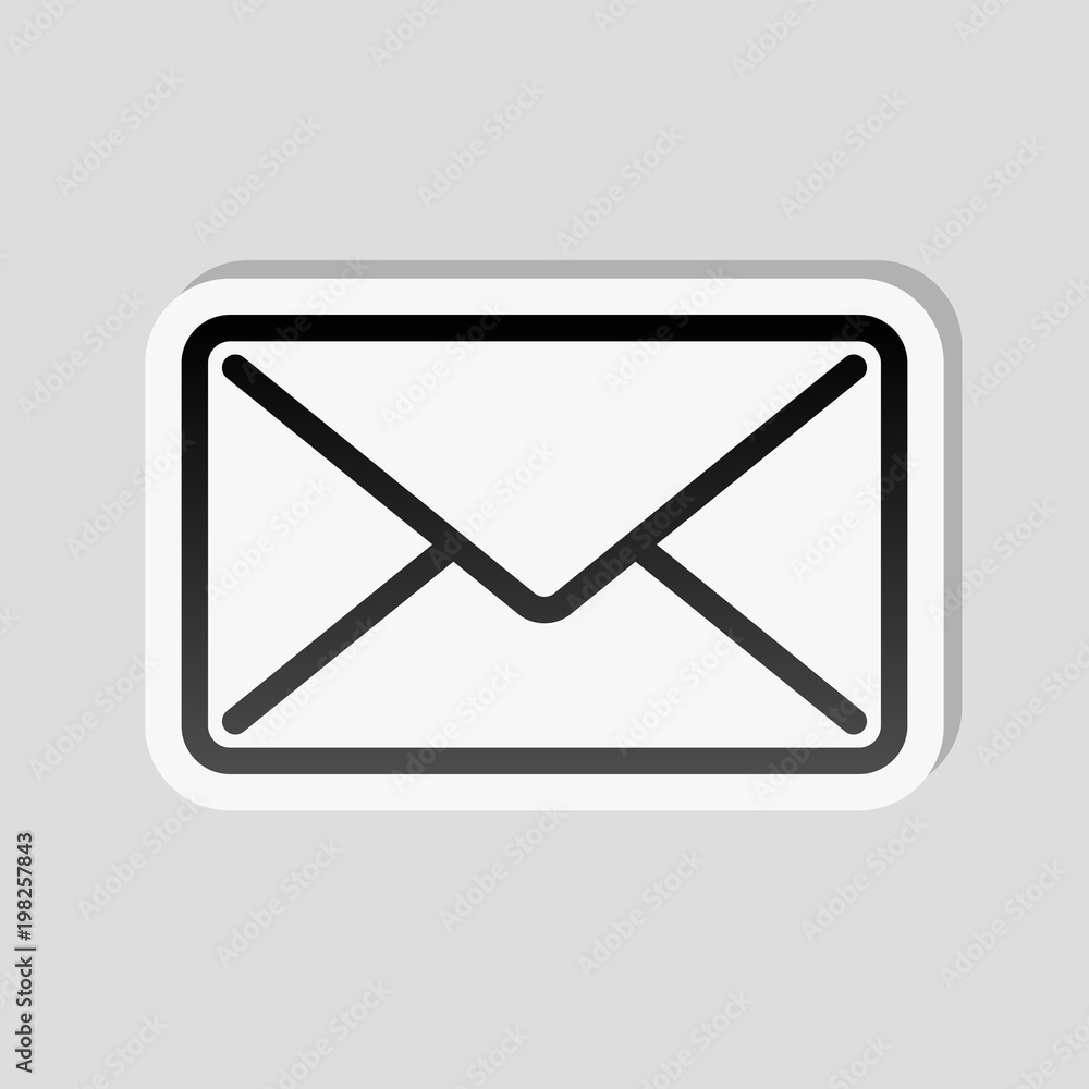 mail close icon. Sticker style with white border and simple shadow on gray background mail close icon. Sticker style with white border and simple shadow on gray background