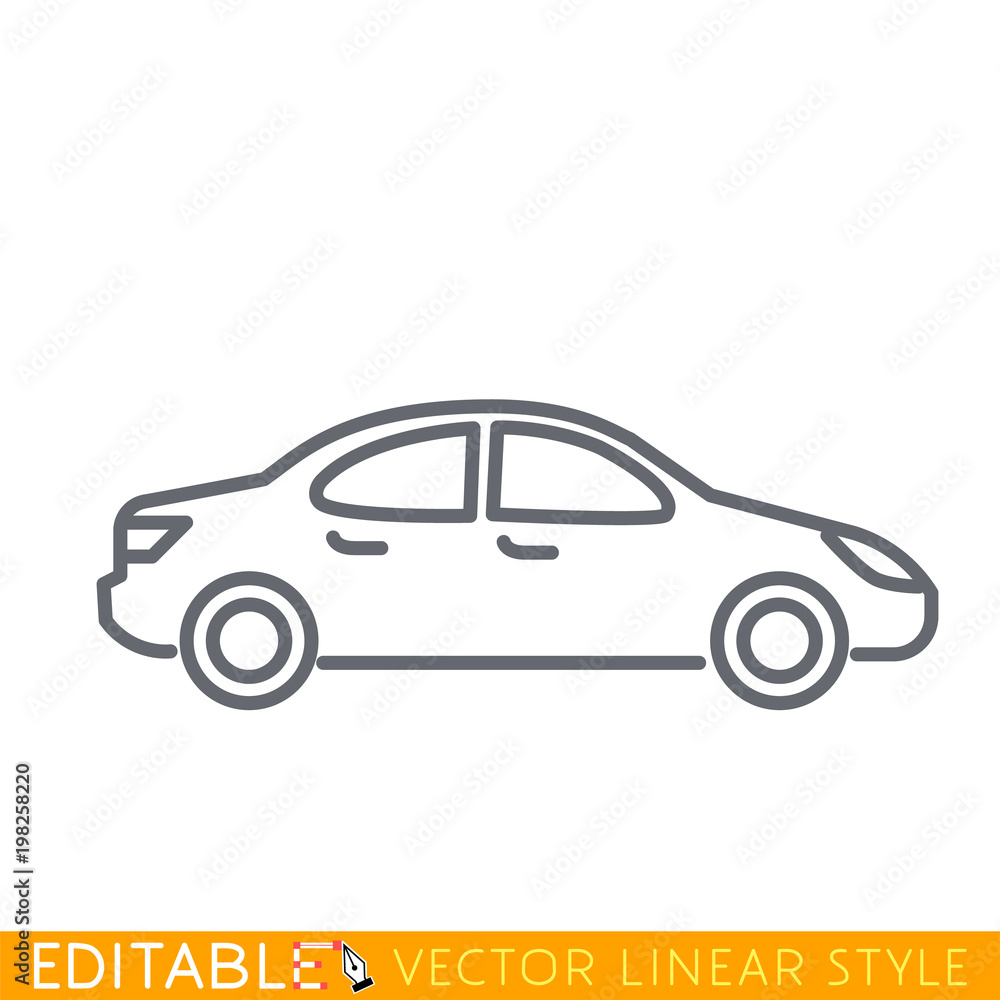 Car Icon Editable stroke sketch icon. Stock vector illustration.