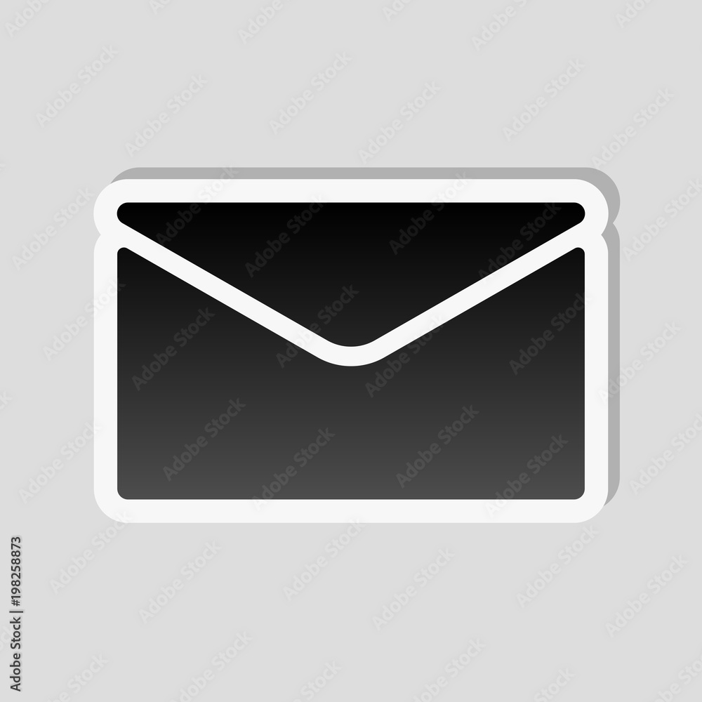 simple letter icon. Sticker style with white border and simple shadow on gray background simple letter icon. Sticker style with white border and simple shadow on gray background