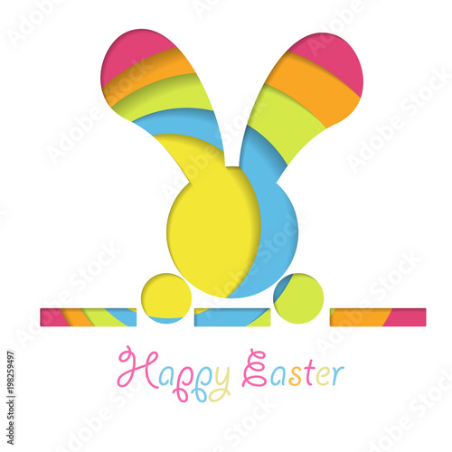Easter Rabbot Abstract Layer Art with paper cut shapes. Vector design layout for business presentations, flyers, posters and invitations