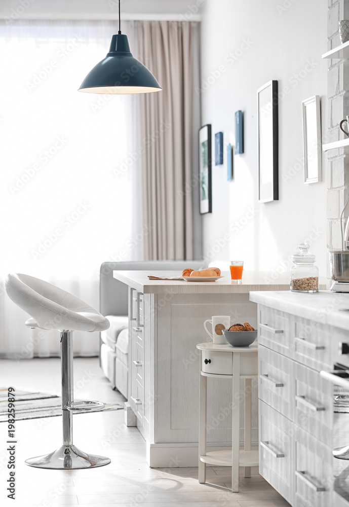 Modern kitchen interior in light apartment