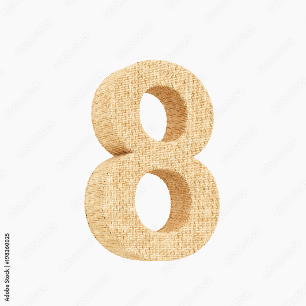 3d rendered woven wicker number 8 on pure white. 3d rendered woven wicker number 8 on pure white.
