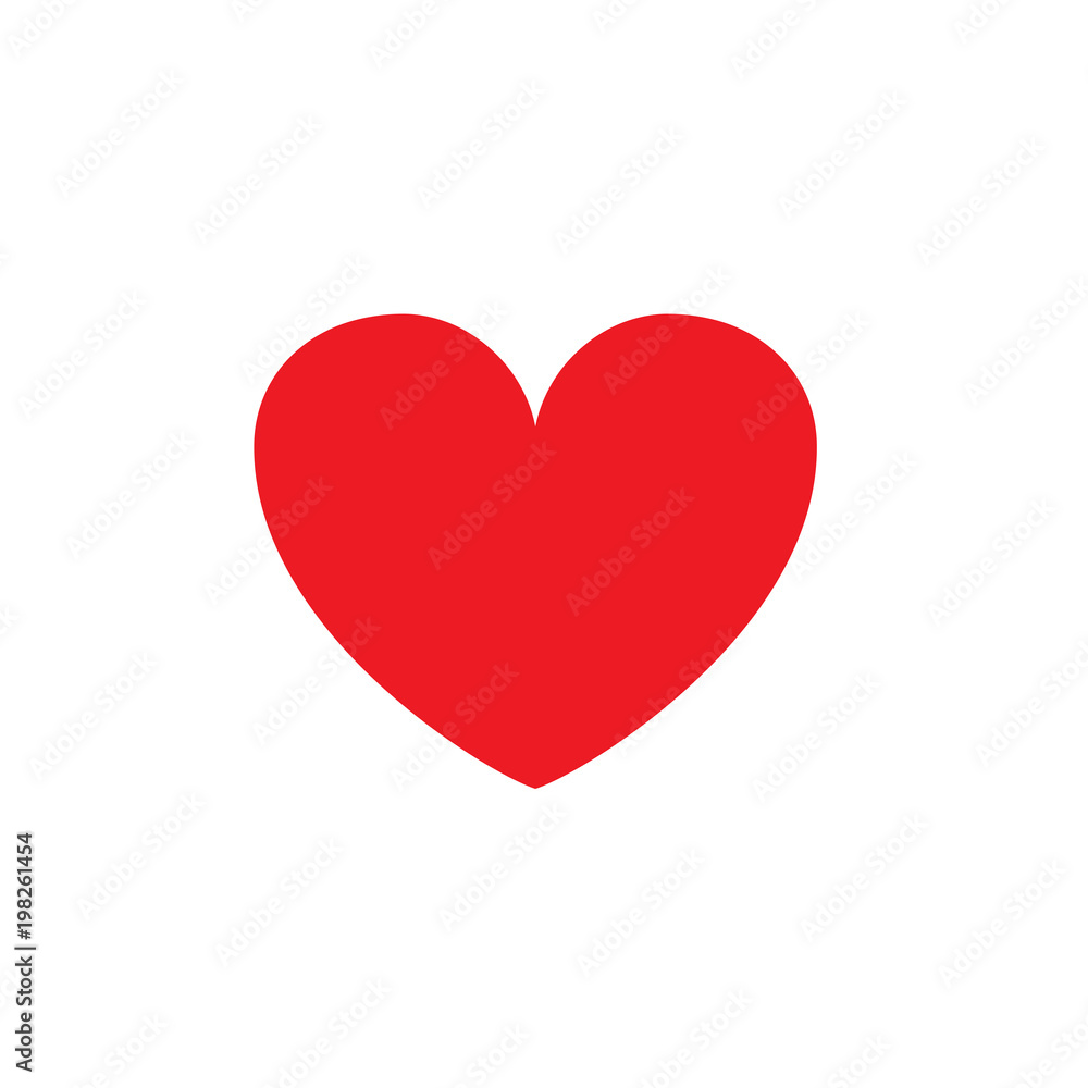 The symbol of the red heart sign with the golden ratio size