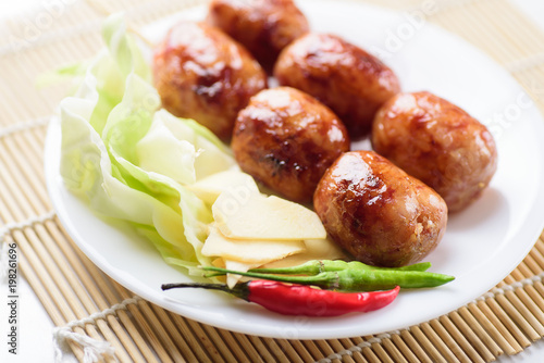 Thai sausage (Isan sausage), popular Northeastern food in Thailand