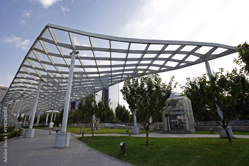 Naklejka premium Steel structure geometry construction as the background