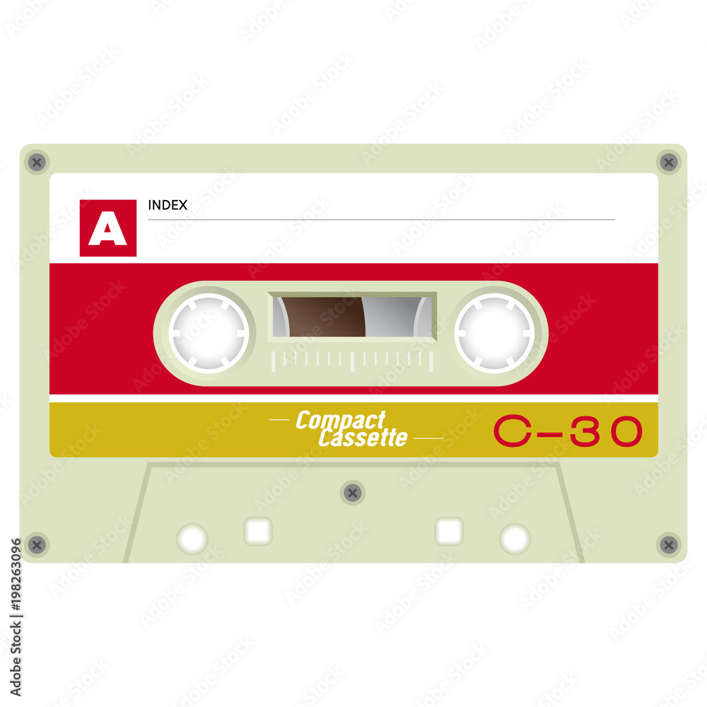 Fototapeta premium Audio cassette tape illustration isolated on white.