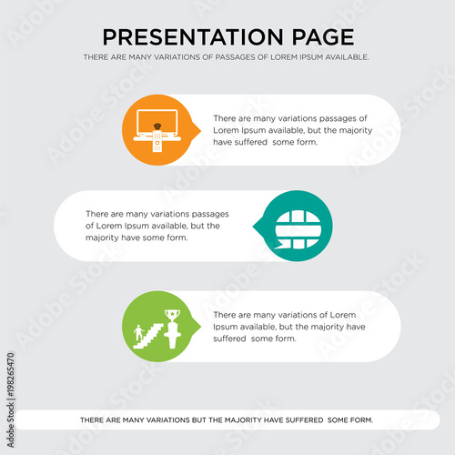 ambition, english language, tv remote presentation design template in orange, green, yellow colors with horizontal and rounded shapes