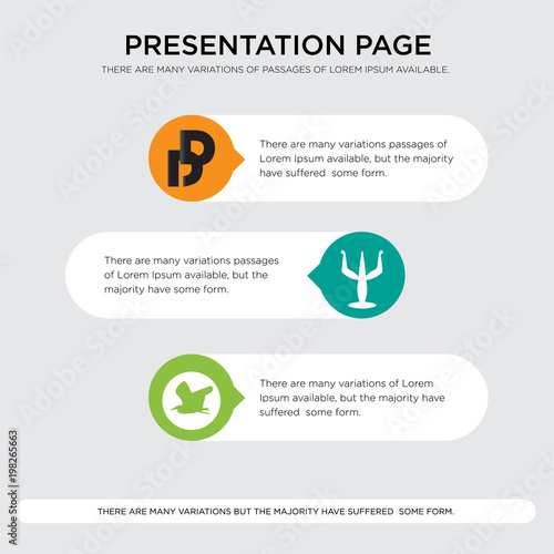 heron, psi, double d presentation design template in orange, green, yellow colors with horizontal and rounded shapes