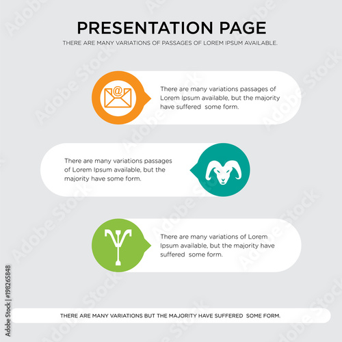 psi, ram, email presentation design template in orange, green, yellow colors with horizontal and rounded shapes
