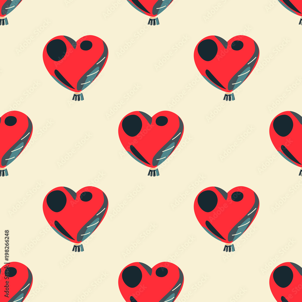 Heart shape balloon seamless pattern. Original design for print or digital media. Heart shape balloon seamless pattern. Original design for print or digital media.