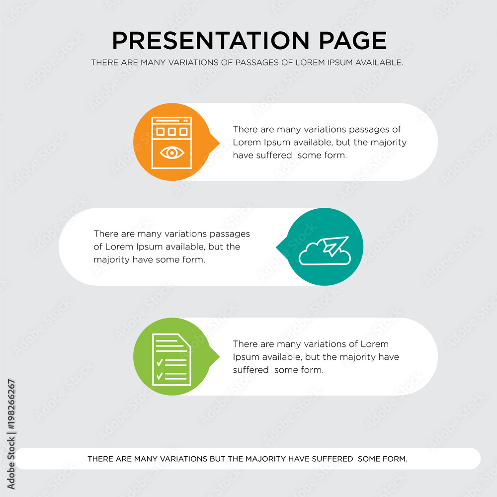 Fototapeta premium File, Cloud messaging sent, Remote access presentation design template in orange, green, yellow colors with horizontal and rounded shapes