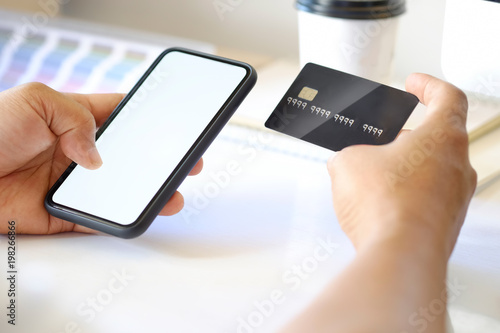 Online payments credit card and smartphone mock up