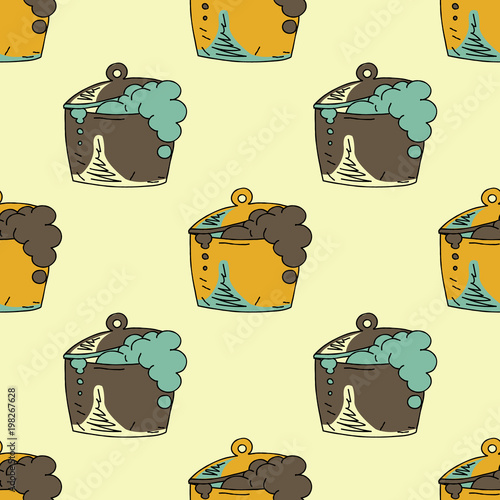 Boiling pot seamless pattern. Original design for print or digital media.