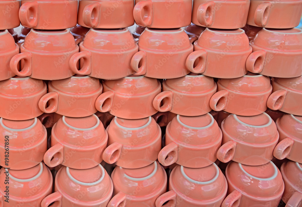 Colorful Ceramic Tea cups,with painted chickens Of Lampang Thailand , Vintage Color Colorful Ceramic Tea cups,with painted chickens Of Lampang Thailand , Vintage Color