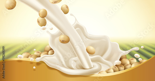 Soy milk pouring down