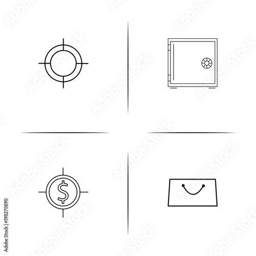 Banking, Finance And Money simple linear icons set. Outlined vector icons