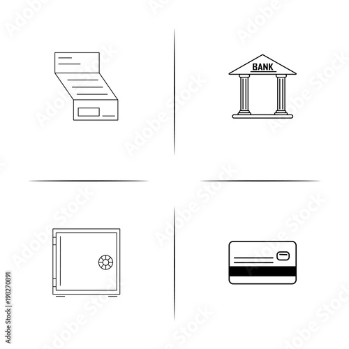 Banking, Finance And Money simple linear icons set. Outlined vector icons