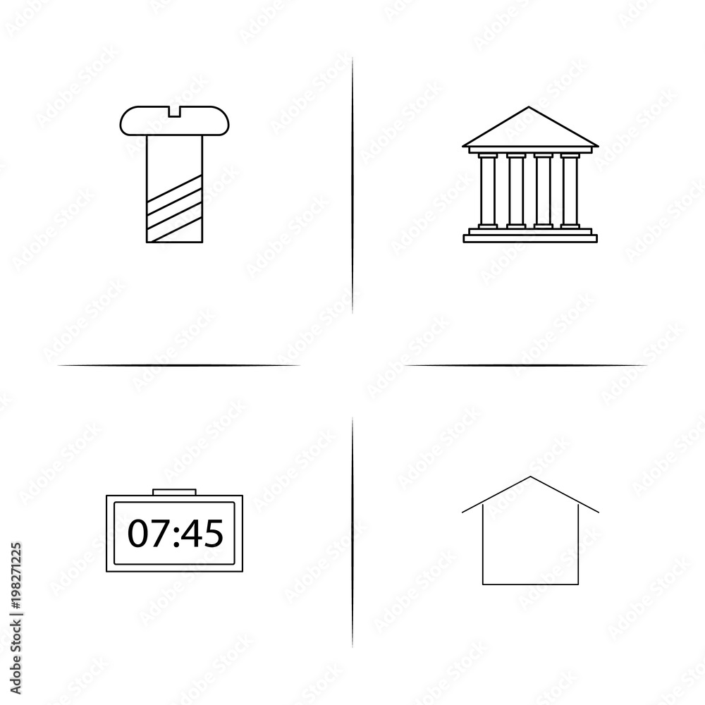 Buildings And Constructions simple linear icons set. Outlined vector icons Buildings And Constructions simple linear icons set. Outlined vector icons