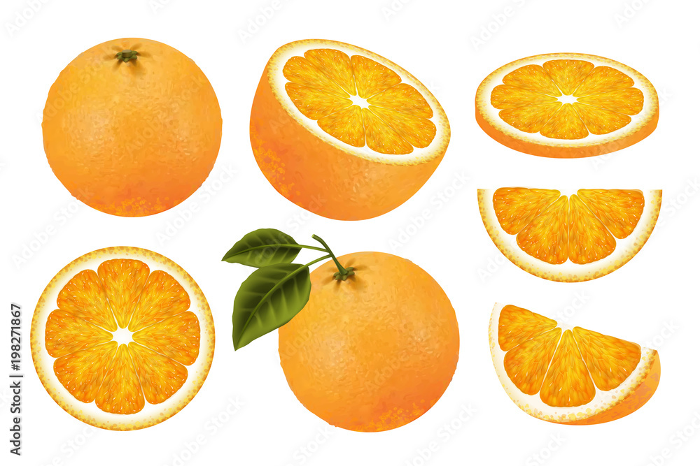 Fresh orange fruit set Fresh orange fruit set