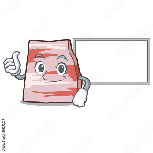 Thumbs up with board pork lard character cartoon