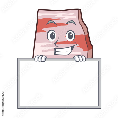 Grinning with board pork lard character cartoon