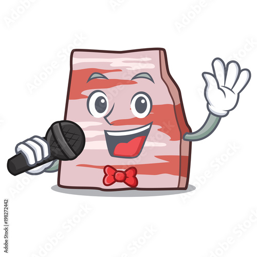 Singing pork lard mascot cartoon