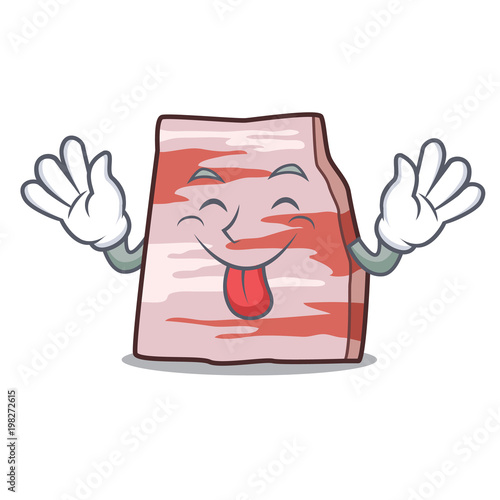 Tongue out pork lard mascot cartoon