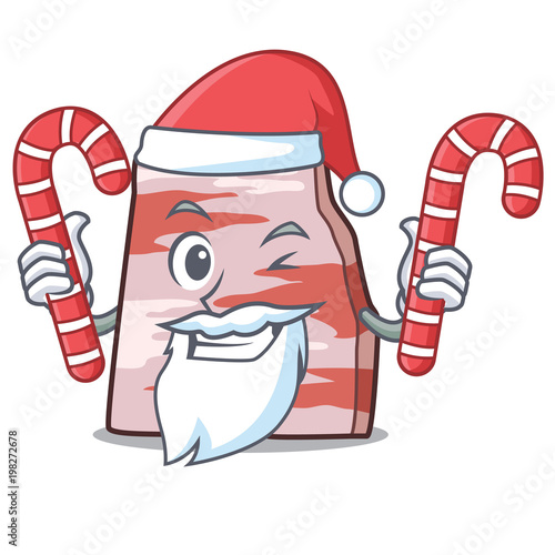 Santa with candy pork lard mascot cartoon