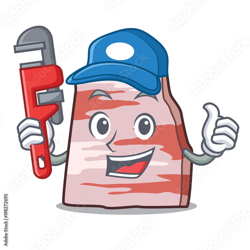 Plumber pork lard mascot cartoon