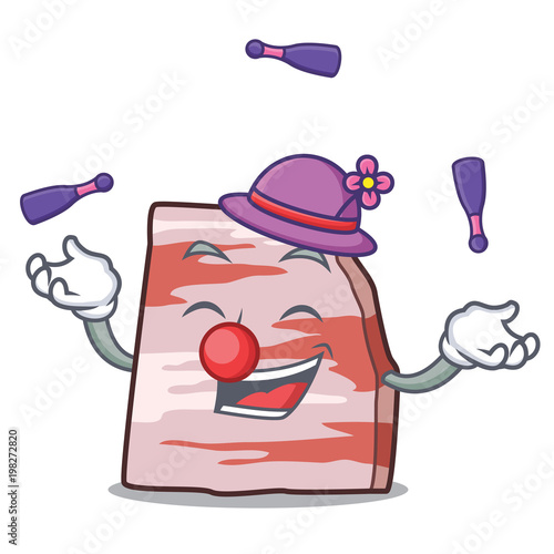 Juggling pork lard mascot cartoon