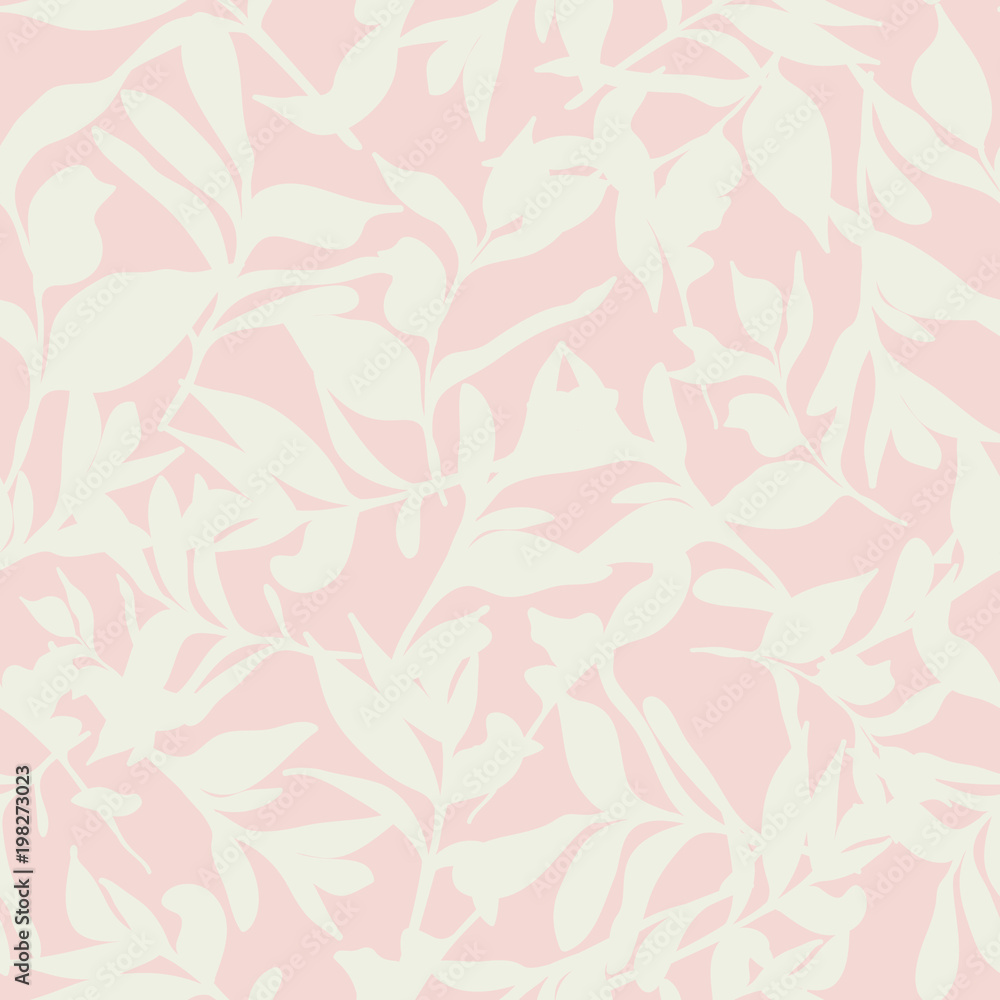 Background seamless pattern of tossed leaves on pink Background seamless pattern of tossed leaves on pink