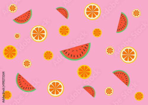 watermelon and orange for background at summer season