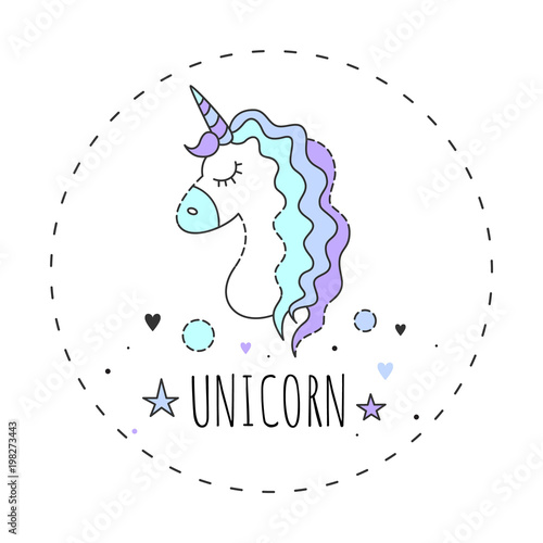Magic unicorn. Vector illustration on white background